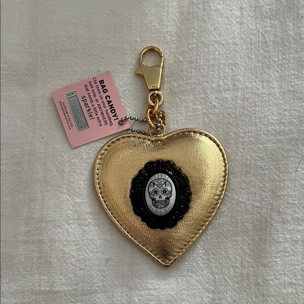 Tarina Tarantino Gold Heart Bag Candy with Skull Design